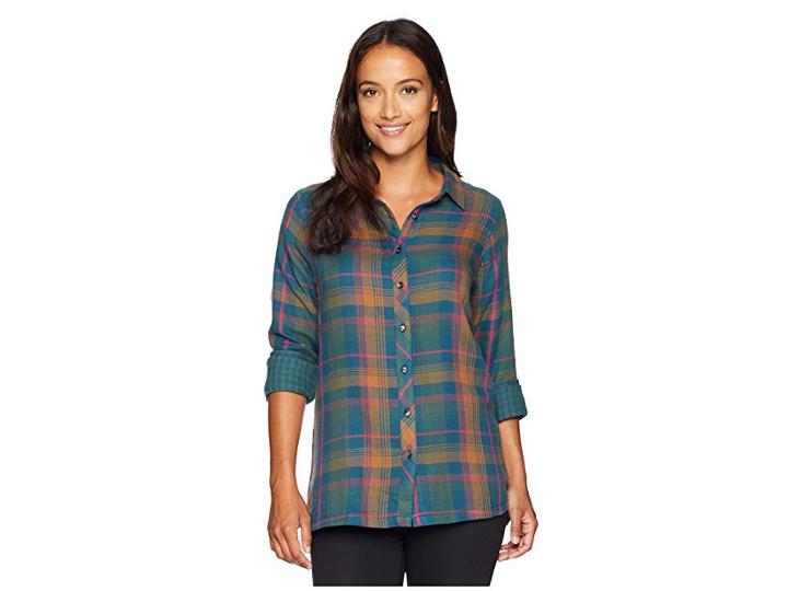 Mountain Khakis Townie Long Sleeve Shirt (blue Steel Plaid) Women's Clothing
