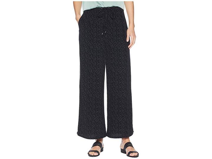 Eileen Fisher Morse Code Wide Leg Cropped Pants (black) Women's Casual Pants