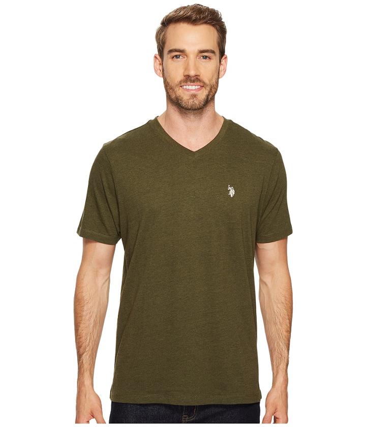 U.s. Polo Assn. V-neck Short Sleeve T-shirt (army Heather) Men's Short Sleeve Pullover