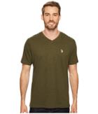 U.s. Polo Assn. V-neck Short Sleeve T-shirt (army Heather) Men's Short Sleeve Pullover