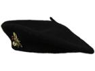 Hat Attack Wool Beret W/ Bug Stone Patch (black) Berets