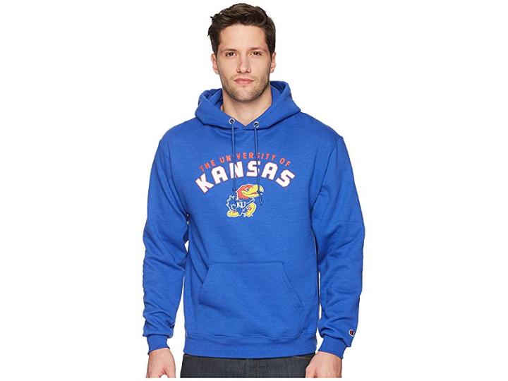 Champion College Kansas Jayhawks Eco(r) Powerblend(r) Hoodie 2 (royal) Men's Sweatshirt