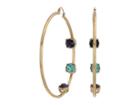 Steve Madden Rhinestone Inside Stud Design Hoop Earrings (multicolor/yellow Gold-tone/blue) Earring