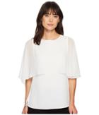 Calvin Klein Short Sleeve Ruffle Blouse (soft White) Women's Clothing