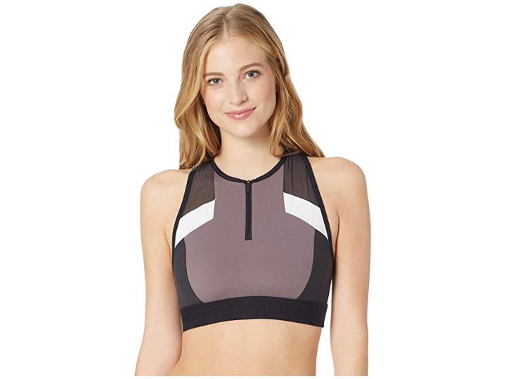Reebok Color Block Crop Top (almost Grey) Women's Clothing