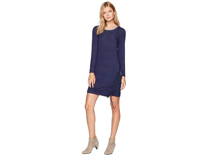 Tribal Long Sleeve Crew Neck Dress (denim) Women's Dress