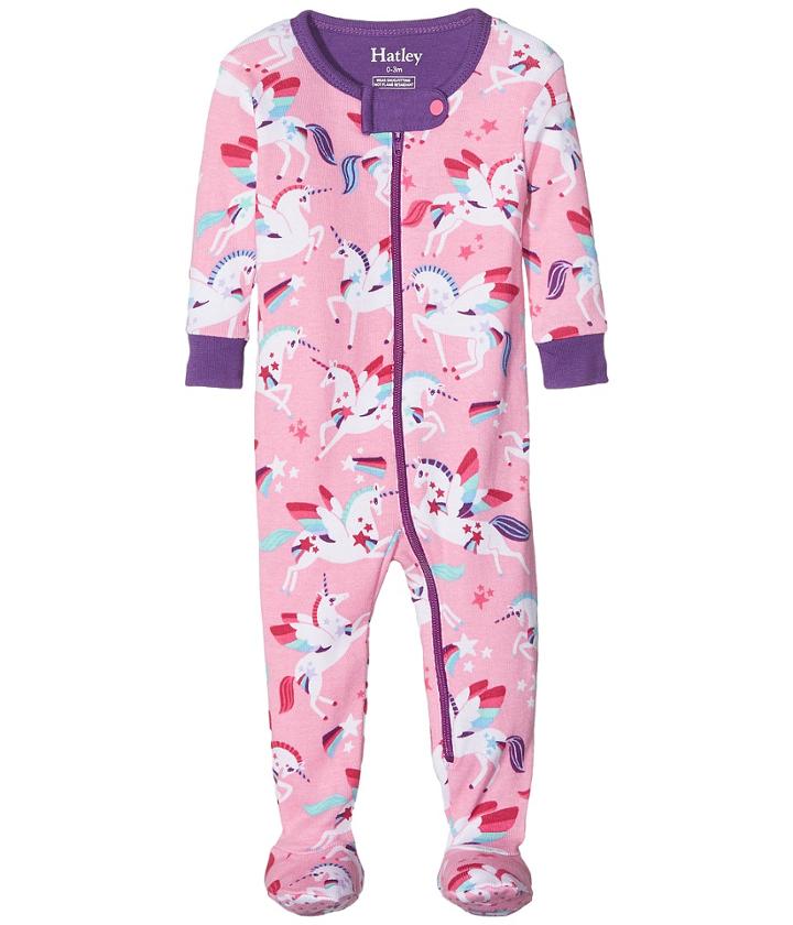 Hatley Kids Rainbow Unicorns Footed Coverall (infant) (pink) Girl's Jumpsuit & Rompers One Piece