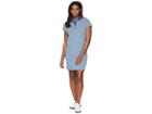 Vineyard Vines Golf Short Sleeve Feeder Stripe Polo Dress (yacht Blue) Women's Dress