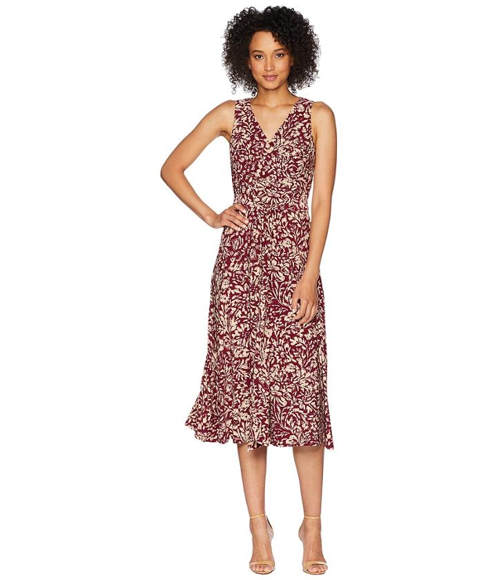 Lauren Ralph Lauren Cara Sleeveless Day Dress (exotic Ruby/biscotti) Women's Dress