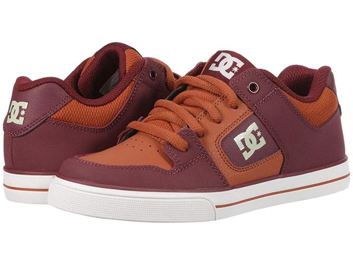 Dc Kids Pure (little Kid/big Kid) (burgundy/tan) Boys Shoes