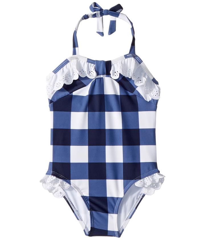 Janie And Jack Gingham Eyelet One-piece Swimsuit (toddler/little Kids/big Kids) (multicolor) Girl's Swimsuits One Piece