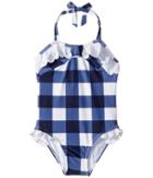 Janie And Jack Gingham Eyelet One-piece Swimsuit (toddler/little Kids/big Kids) (multicolor) Girl's Swimsuits One Piece
