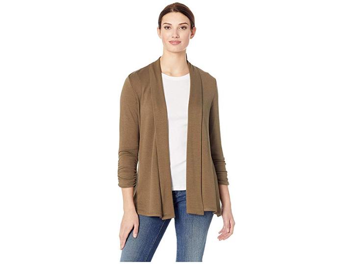 Bobeau Cinch Sleeve Cardigan (olive) Women's Sweater