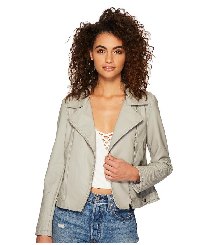 Jack By Bb Dakota Laren Washed Crinkled Vegan Leather Moto Jacket (ghost Grey) Women's Coat