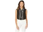 Tahari By Asl Sleeveless Blouse With Pickstitch Detail (black/ivory) Women's Clothing