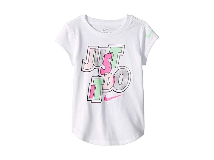 Nike Kids Jumble Just Do It Scoop Short Sleeve T-shirt (toddler) (white) Girl's Clothing