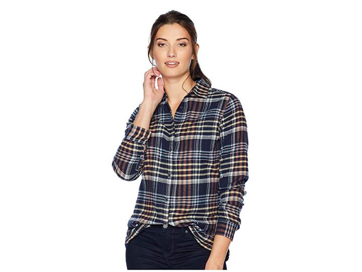 Woolrich The Pemberton Shirt (navy Plaid) Women's Long Sleeve Button Up