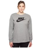 Nike Sportswear T-shirt (size 1x-3x) (carbon Heather/black) Women's Sweatshirt