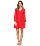 Taylor Stretch Crepe W/ Chiffon Sleeve Dress (red) Women's Dress