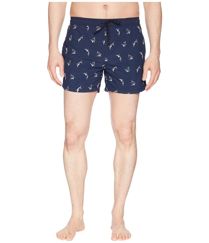 Boss Hugo Boss White Shark Swim Trunk (open Blue) Men's Swimwear