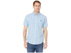 U.s. Polo Assn. Short Sleeve Medium Check Woven Button Down (surf Spring) Men's Clothing