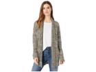 Romeo & Juliet Couture Knitted Long Cardigan (olive Combo) Women's Sweater