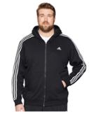 Adidas Big Tall Essentials Cotton 3s Full Zip Hoodie (dark Grey Heather/black) Men's Sweatshirt