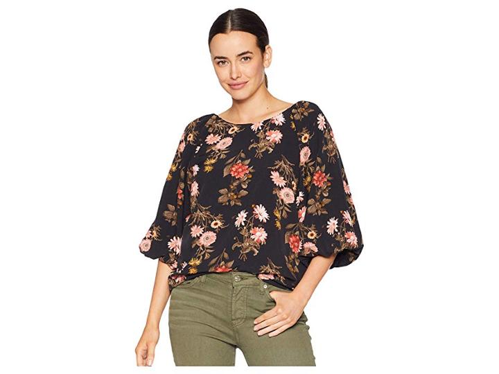 B Collection By Bobeau Larisa Boat Neck Blouse (bouquet Floral) Women's Blouse