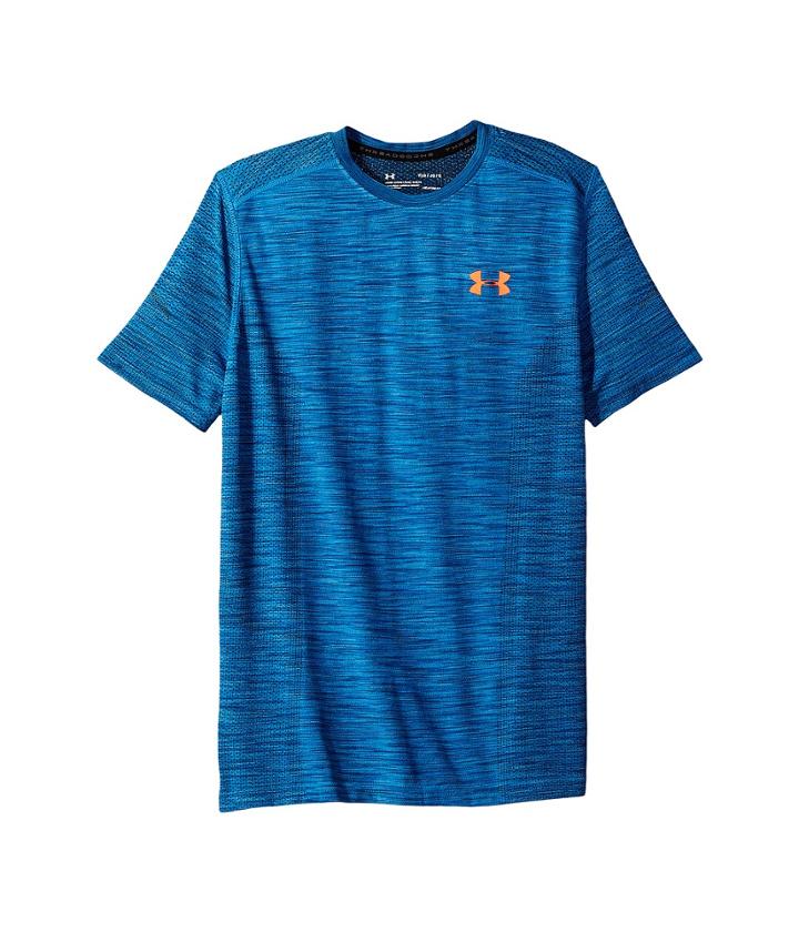 Under Armour Kids Threadborne Knit Short Sleeve (big Kids) (mako Blue/carolina Blue/anthracite) Boy's Clothing