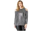 Michael Michael Kors Plus Size Chandelier Long Sleeve Cold Shoulder (black/silver) Women's Clothing