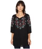 Scully Cantata Embroidered Tunic (black) Women's Blouse