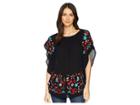 Scully Taylor Embroidered On Or Off The Shoulder Top (black) Women's Clothing