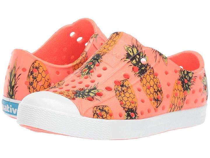 Native Kids Shoes Jefferson Print (toddler/little Kid) (popstar Pink/shell White/pineapple) Girls Shoes