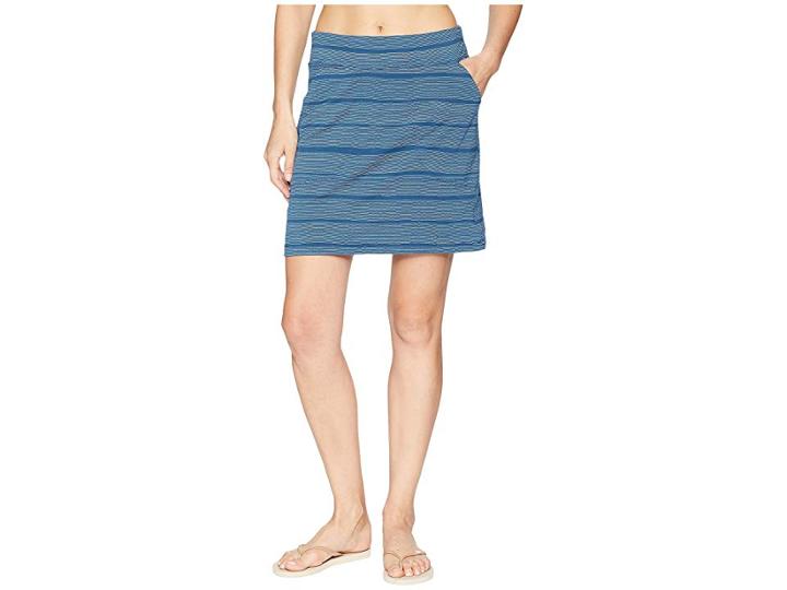 Icebreaker Yanni Merino Skirt Combed Lines (prussian Blue/snow) Women's Skirt