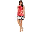 London Times Woodcut Petals Sleeveless Shift (red/black) Women's Dress