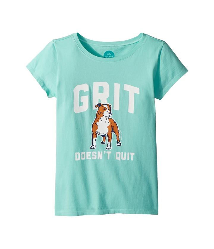 Life Is Good Kids Grit Doesn't Quit Crusher Tee (little Kids/big Kids) (cool Aqua) Girl's T Shirt