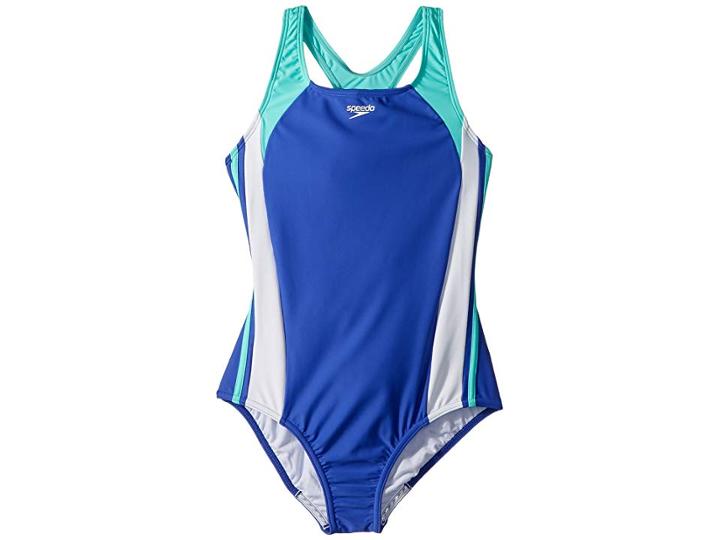 Speedo Kids Infinity Splice One-piece Swimsuit (big Kids) (dark Peri) Girl's Swimsuits One Piece