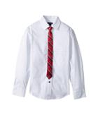 Tommy Hilfiger Kids Long Sleeve Stretch Shirt With Tie (big Kids) (white) Boy's Clothing