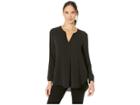 Vince Camuto Long Sleeve Soft Texture Split-neck Tunic (rich Black) Women's Blouse