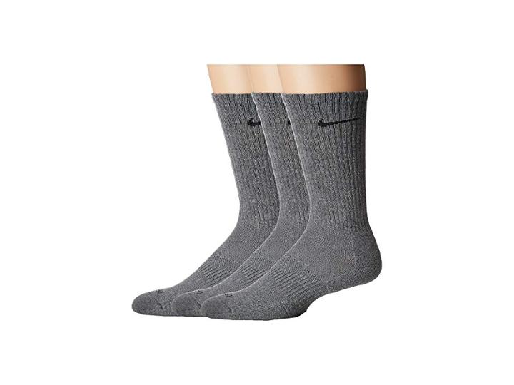 Nike 3 Pair Pack Dri-fit Cushion Crew (carbon Heather/black) Crew Cut Socks Shoes