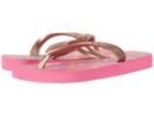 Havaianas Kids Flores Sandals (toddler/little Kid/big Kid) (shocking Pink/rose Gold) Girls Shoes