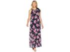 Ellen Tracy Halter Maxi Dress (balinese Floral/ink) Women's Dress