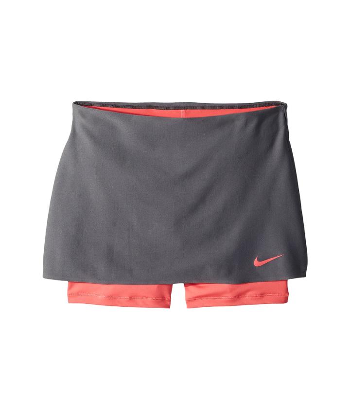 Nike Kids Power Tennis Skirt (little Kids/big Kids) (dark Grey/sea Coral/sea Coral) Girl's Skirt