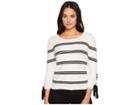 Cece Long Sleeve Lace-up Sleve Striped Sweater (antique White) Women's Sweater