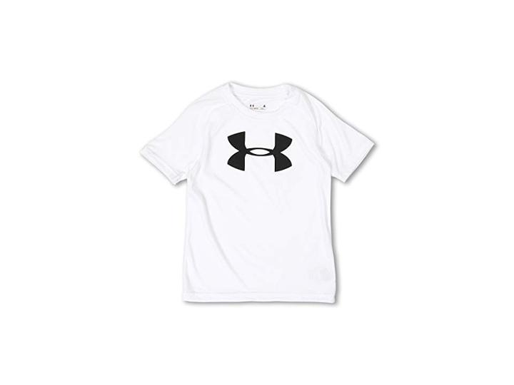 Under Armour Kids Big Logo S/s Tee (little Kids/big Kids) (white/black) Boy's T Shirt