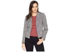 Nine West Wide Lapel Collar Kiss Front Jacket (black/cinnamon Multi) Women's Coat