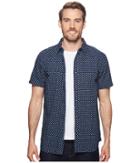 The North Face Short Sleeve Bay Trail Shirt (urban Navy Print) Men's Short Sleeve Button Up