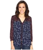 Lucky Brand Mixed Print Peasant (navy Multi) Women's Clothing