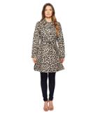 Kate Spade New York Cheetah Printed Cotton Twill 36 Button Up Tie Waist Coat (caramel Leopard) Women's Coat