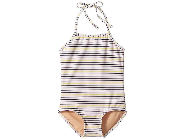 Toobydoo Ready For The Beach One-piece Swimsuit (infant/toddler/little Kids/big Kids) (navy/yellow) Girl's Swimsuits One Piece